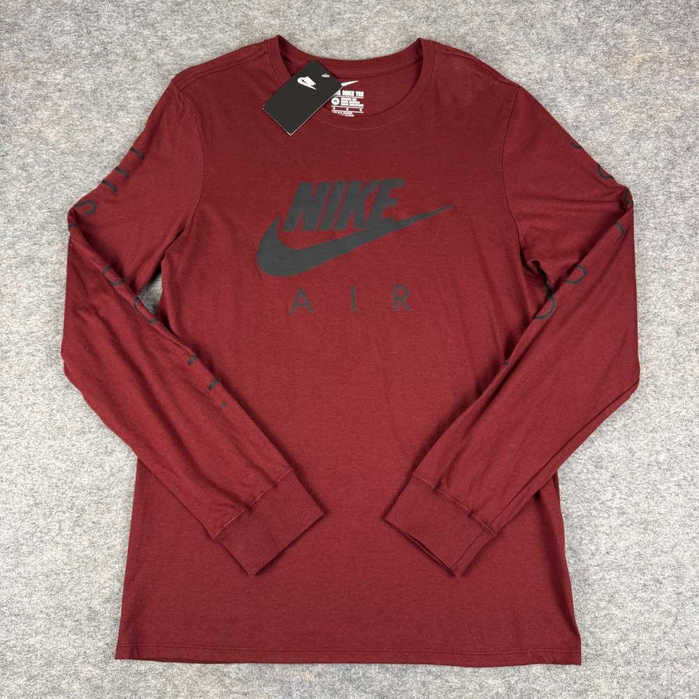 Nike Air Reflective Long Sleeve Shirt Athletic Cut Cotton Red Mens Medium M